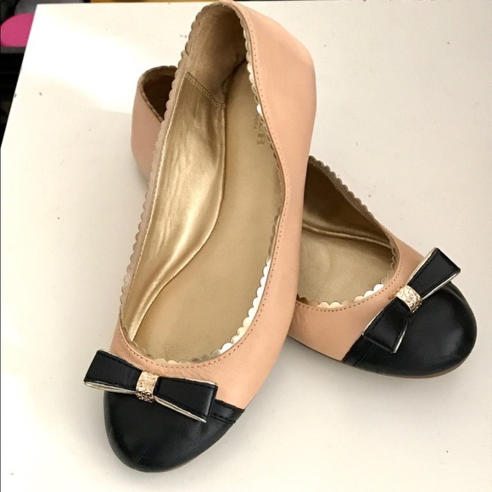 Coach Ballet Flats with gold scalloped trim
